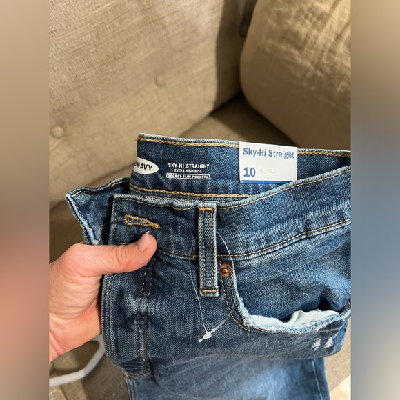 Old Navy Sky Hi Straight Extra High Rise Button Fly Size 10 NWT - Picture 4 of 6